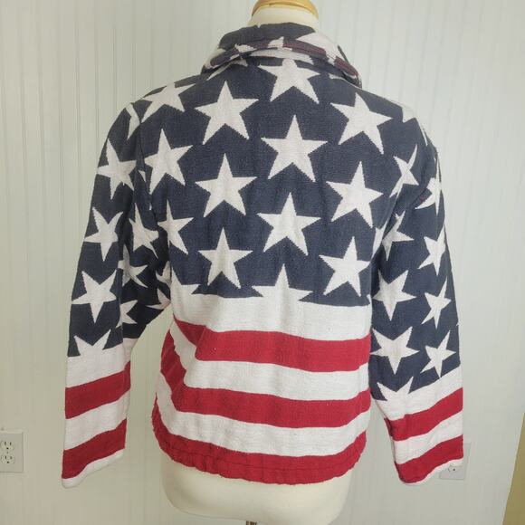VTG American Flag Tapestry Jacket Size Unisex Large Petite - Picture 4 of 8
